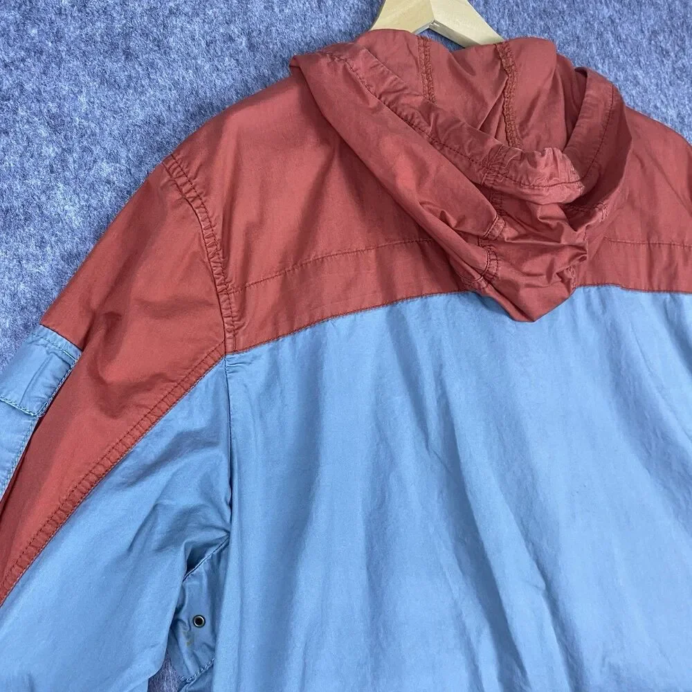 Vtg The North Face Men's Heritage Windbreaker Rust/Blue Colorblock Cotton Sz XL